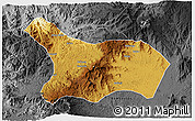 Physical 3D Map of Mezam, darken, desaturated
