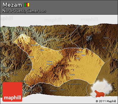 Physical 3D Map of Mezam, darken