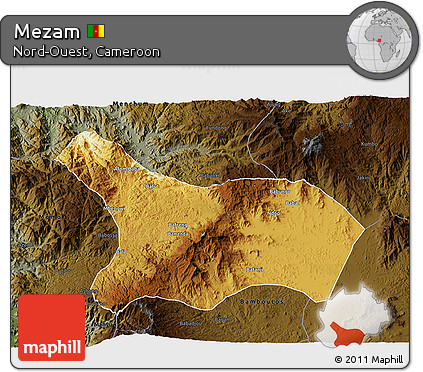 Physical 3D Map of Mezam, darken
