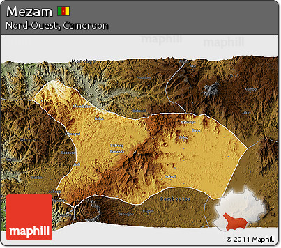 Physical 3D Map of Mezam, darken