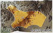 Physical 3D Map of Mezam, darken, semi-desaturated