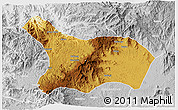 Physical 3D Map of Mezam, lighten, desaturated