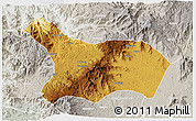 Physical 3D Map of Mezam, lighten, semi-desaturated