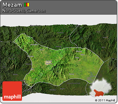 Satellite 3D Map of Mezam, darken
