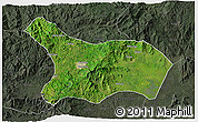 Satellite 3D Map of Mezam, darken, semi-desaturated