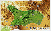 Satellite 3D Map of Mezam, physical outside
