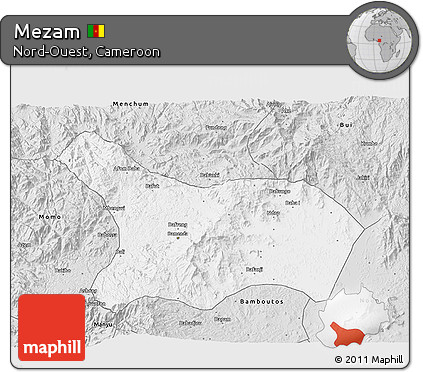 Silver Style 3D Map of Mezam