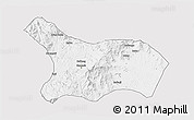 Silver Style 3D Map of Mezam, single color outside