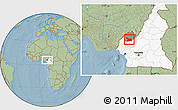 Savanna Style Location Map of Mezam, highlighted country, highlighted parent region, hill shading