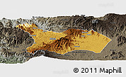 Physical Panoramic Map of Mezam, darken, semi-desaturated