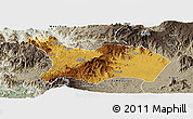 Physical Panoramic Map of Mezam, semi-desaturated