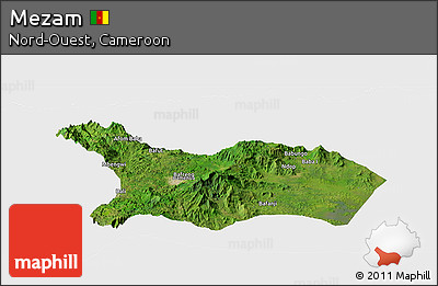 Satellite Panoramic Map of Mezam, single color outside
