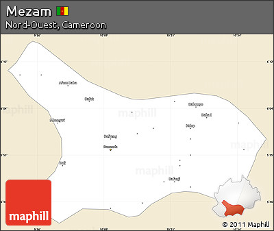 Classic Style Simple Map of Mezam, single color outside
