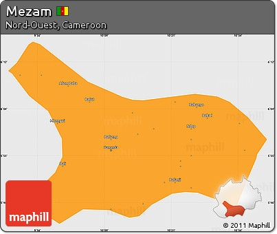 Political Simple Map of Mezam, single color outside