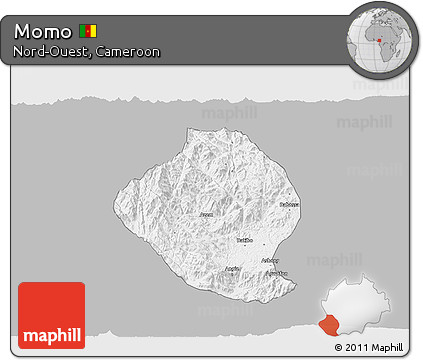 Gray 3D Map of Momo, single color outside
