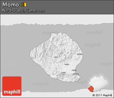 Gray 3D Map of Momo, single color outside