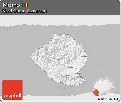 Gray 3D Map of Momo, single color outside