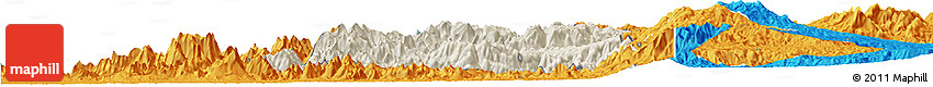 Shaded Relief Horizon Map of Momo, political outside