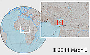 Gray Location Map of Momo, within the entire country, hill shading