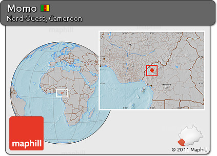 Gray Location Map of Momo, hill shading