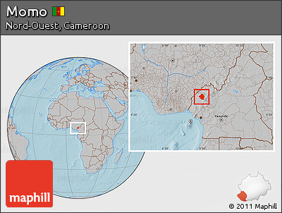 Gray Location Map of Momo, hill shading
