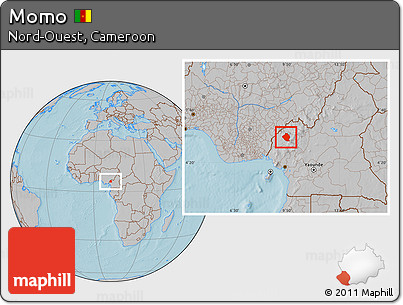Gray Location Map of Momo, hill shading