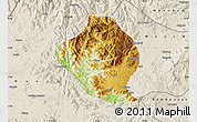 Physical Map of Momo, shaded relief outside