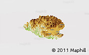 Physical Panoramic Map of Momo, cropped outside