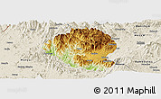 Physical Panoramic Map of Momo, shaded relief outside