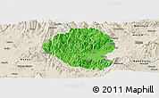Political Panoramic Map of Momo, shaded relief outside