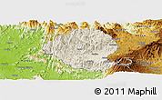 Shaded Relief Panoramic Map of Momo, physical outside