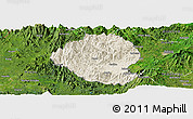 Shaded Relief Panoramic Map of Momo, satellite outside