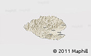 Shaded Relief Panoramic Map of Momo, single color outside