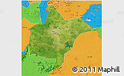 Satellite 3D Map of Benoue, political outside