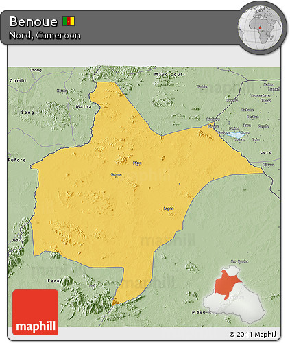 Savanna Style 3D Map of Benoue