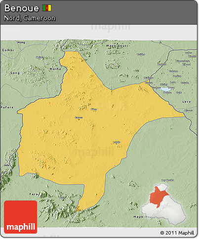 Savanna Style 3D Map of Benoue