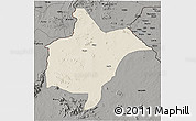 Shaded Relief 3D Map of Benoue, darken, semi-desaturated