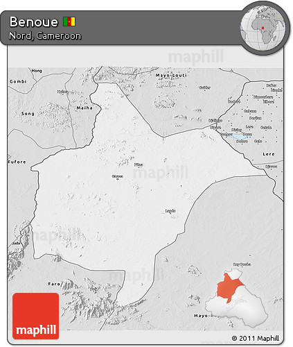 Silver Style 3D Map of Benoue