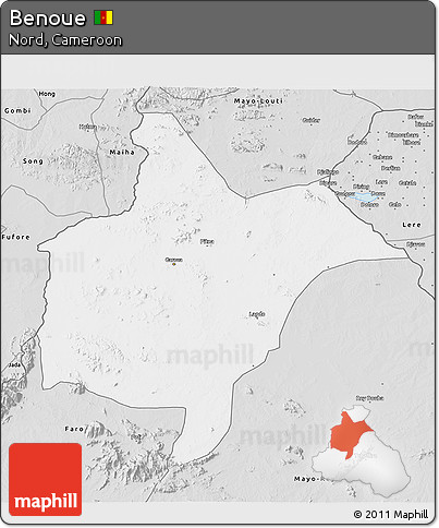 Silver Style 3D Map of Benoue