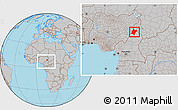 Gray Location Map of Benoue, within the entire country