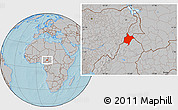 Gray Location Map of Benoue, hill shading