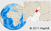 Shaded Relief Location Map of Benoue, highlighted country