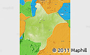 Physical Map of Benoue, political outside