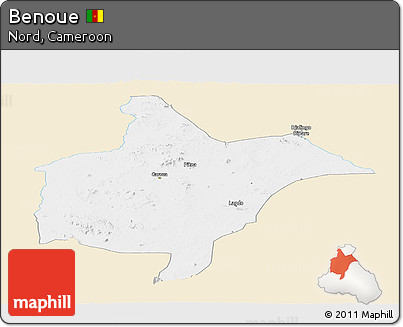 Classic Style Panoramic Map of Benoue, single color outside
