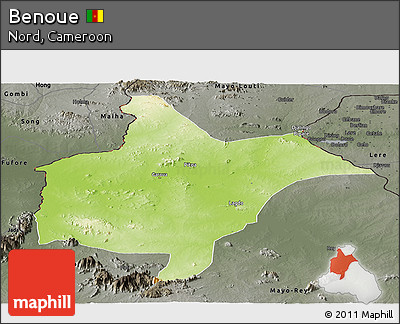 Physical Panoramic Map of Benoue, darken, semi-desaturated