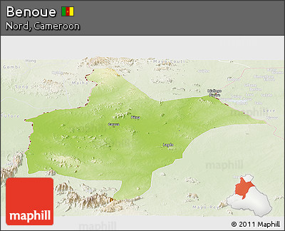 Physical Panoramic Map of Benoue, lighten