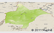 Physical Panoramic Map of Benoue, shaded relief outside
