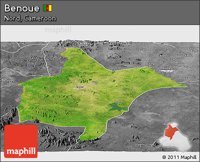 Satellite Panoramic Map of Benoue, desaturated