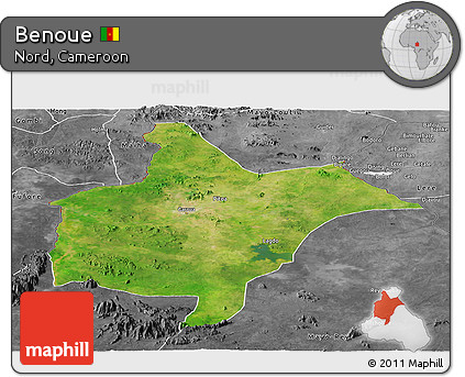 Satellite Panoramic Map of Benoue, desaturated
