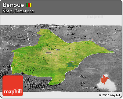 Satellite Panoramic Map of Benoue, desaturated